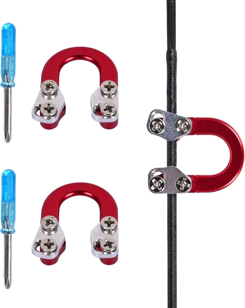 SP.G 2 Sets Archery D Loop, Archery Metal D Loop for Compound Bow Release Nocking Loop with Screwdrivers Mounted on Bowstring Screw Reinforcement Compound Bow Accessories Hunting - Image 1
